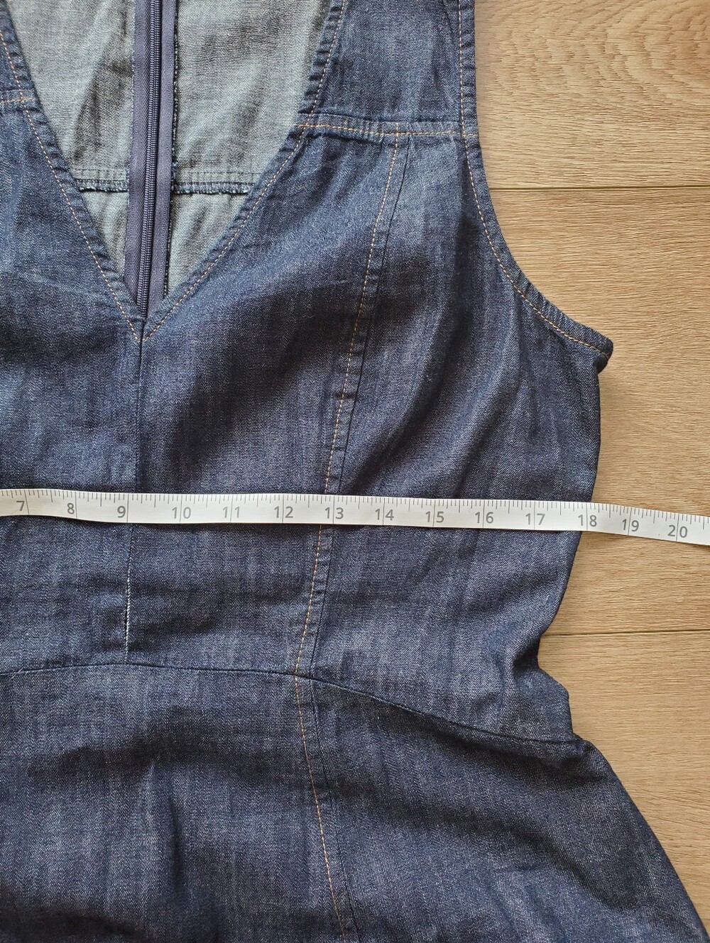 Madewell Denim V-Neck Maxi Dress 100% Cotton Sleeveless Size 12 - Picture 15 of 16